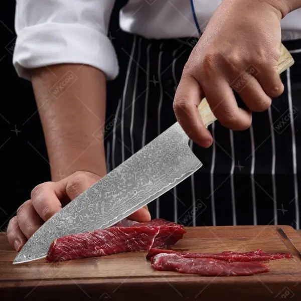 Damascus Steel Chef Knife for Versatile Cooking - Image 3