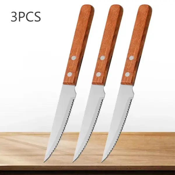 Stainless Steel Steak Knife Set with Wooden Handle - Image 10