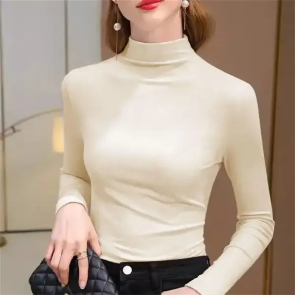 Women's Long Sleeve Turtleneck Ribbed Top - Image 6