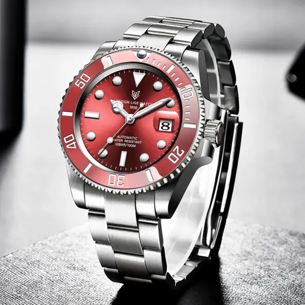 LIGE Automatic Men's Diver Stainless Steel Watch - Image 4