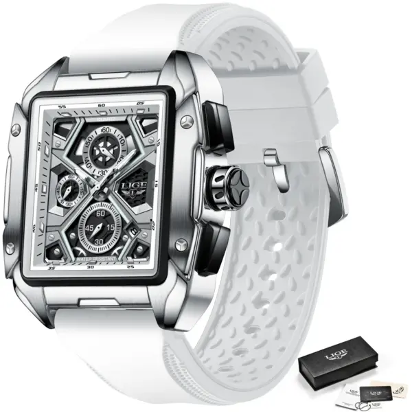 LIGE 2023 Square Quartz Sports Watch - Image 8
