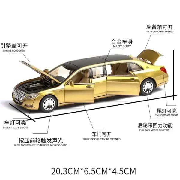 1:32 Mercedes-Benz Maybach S650 Alloy Model Car - Image 4