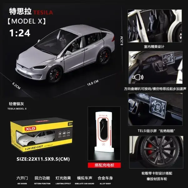 1:24 Tesla Model X Diecast Alloy Car Model - Image 7