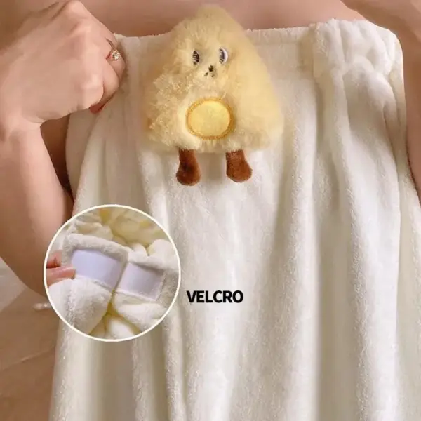 Cute Cartoon Coral Fleece Bath Towel Wrap - Image 2