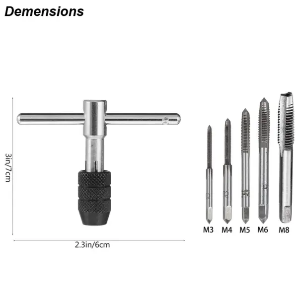 T-Handle Tap Wrench Set for M3 M8 Taps - Image 2