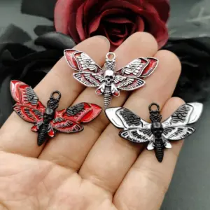 Zinc Alloy Death Moth Charms Set of 5