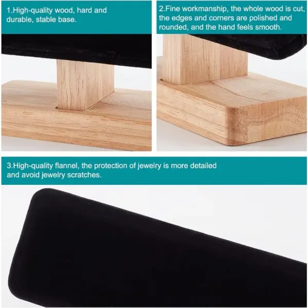 Wooden Jewelry Display Stand with Velvet T-Bar - Image 6