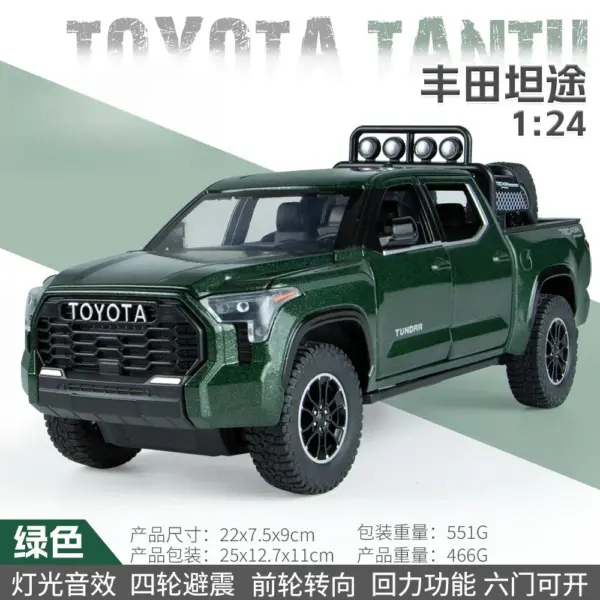 1:24 Scale Toyota Tundra Diecast Pickup Truck - Image 9