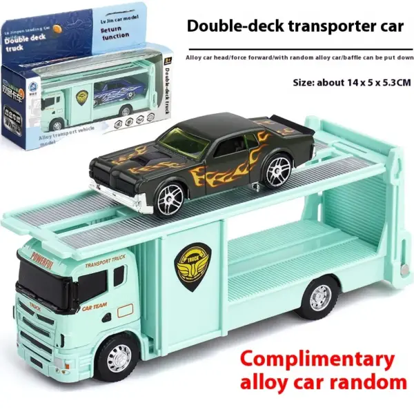 Miniature Dual-Deck Alloy Transport Truck Model