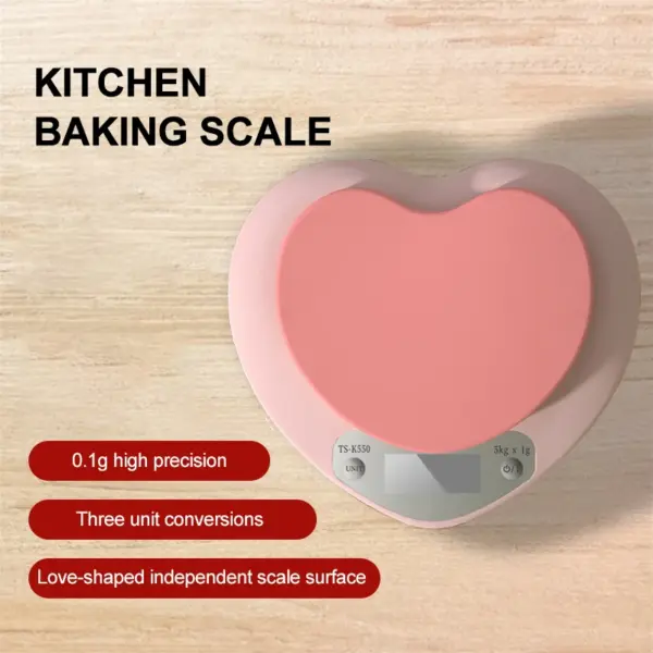 Heart-Shaped Digital Kitchen Scale 5kg/2kg - Image 2