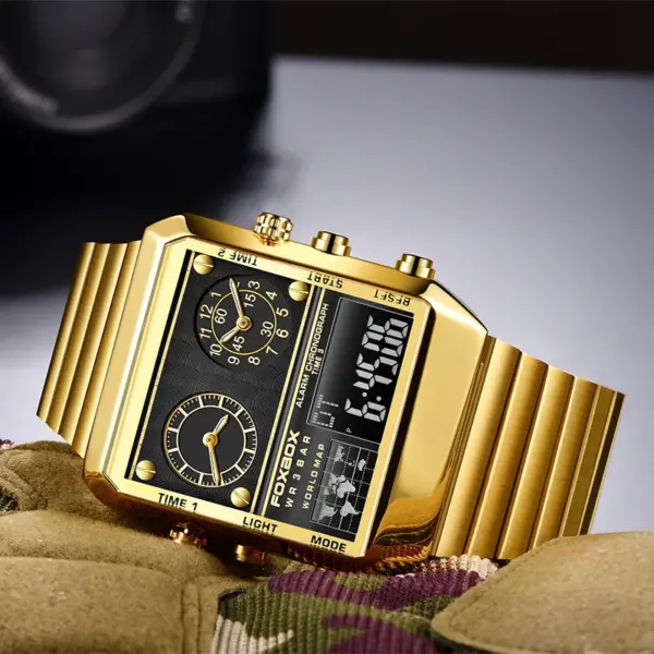 Men's Luxury Digital Square Watch with Dual Display - Image 2