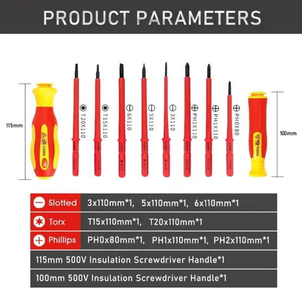 Insulated Screwdriver Set for Electricians - 10 Pcs - Image 6