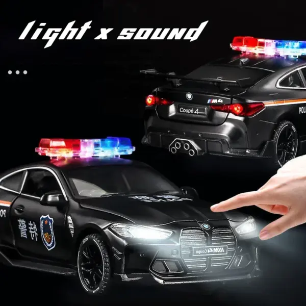 1:32 Scale BMW M4 Police Diecast Car Model - Image 3