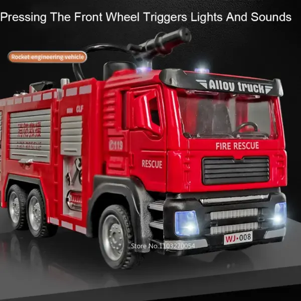 1/32 Diecast Ladder Water Fire Truck Model - Image 3