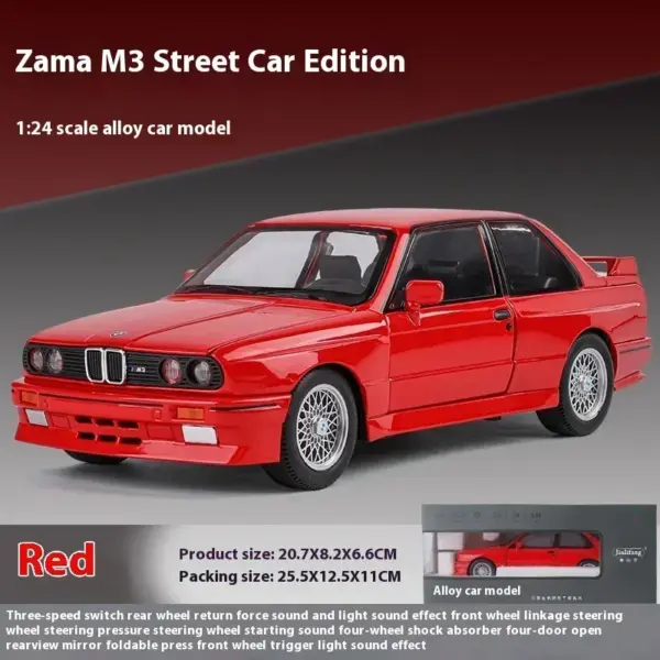 1:24 BMW M3 E30 Metal Diecast Car Model - Image 18