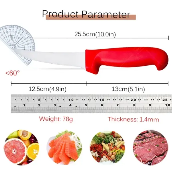 Stainless Steel Boning Knife with Red Handle - Image 2