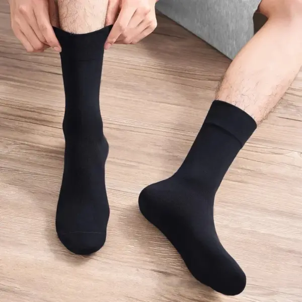 6 Pairs Men's Black Dress Socks Crew - Image 4