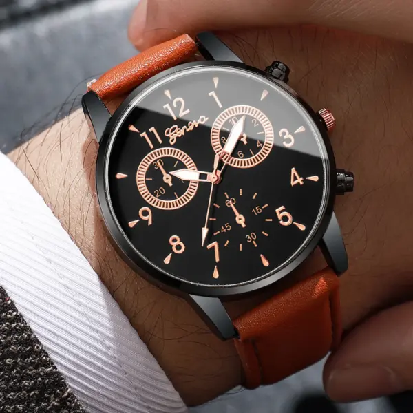 4PCs Men's Quartz Watch Set Stylish Collection - Image 2