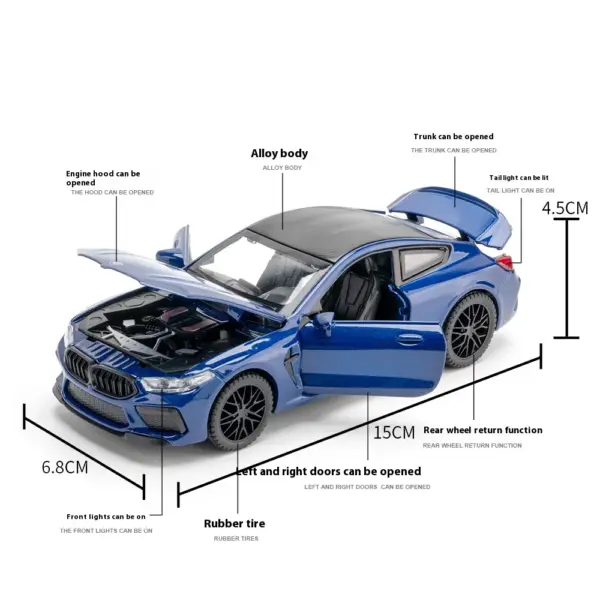 1:32 Scale M8 Alloy Car Model with Sound - Image 4