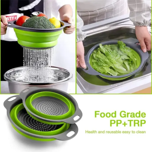 2PCS Foldable Silicone Colanders for Kitchen - Image 4