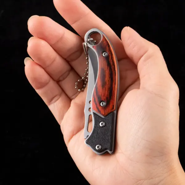 Stainless Steel Folding Paring Knife with Keychain - Image 4