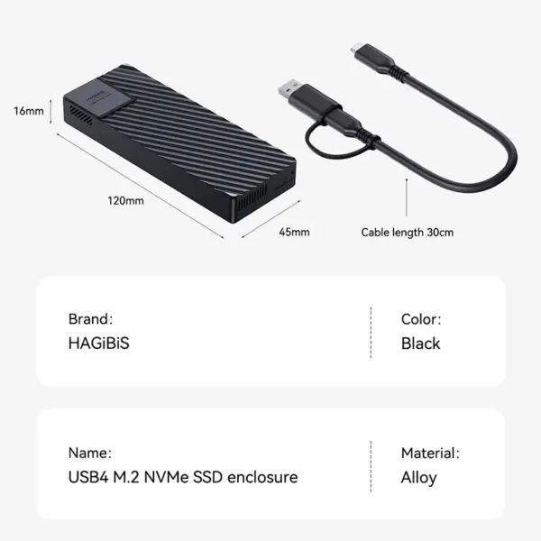 Hagibis USB 4.0 40Gbps M.2 NVMe SSD Enclosure - Image 6
