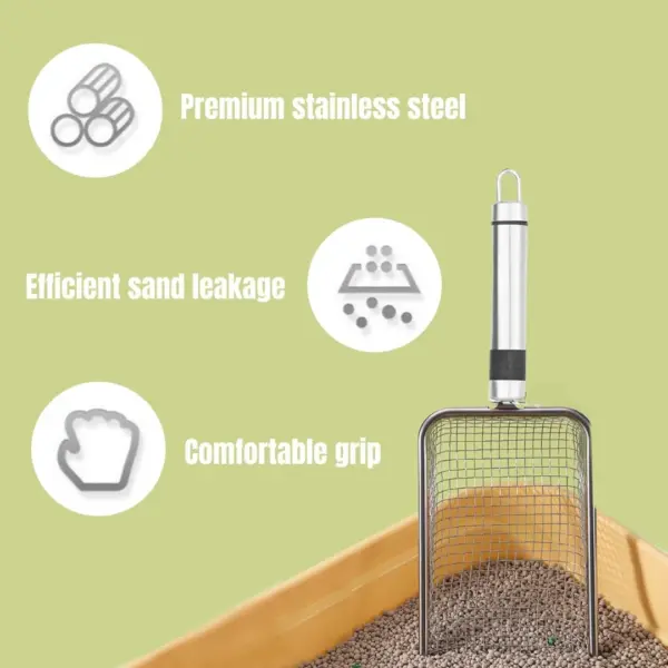 Stainless Steel Cat Litter Scoop with Ergonomic Handle - Image 4