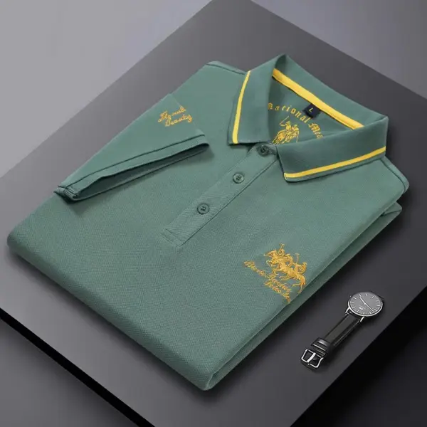 Men's Embroidered Short Sleeve Polo Shirt - Image 4