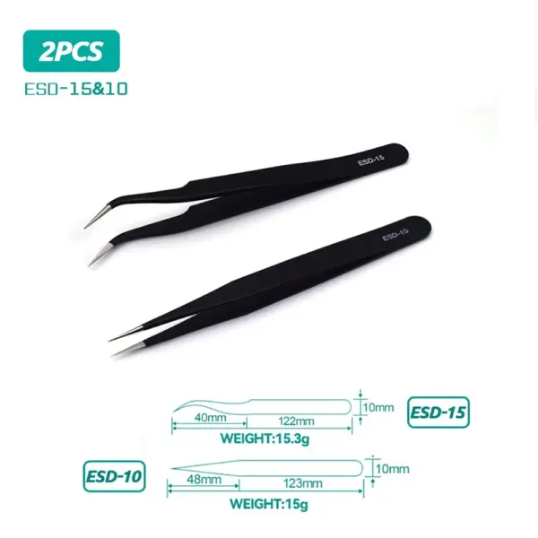 Stainless Steel Anti-Static Nail Art Tweezers - Image 7