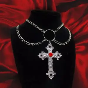 Neo-Gothic Red Velvet Cross Choker 31 S887dfb76ec1f4193809cdf13d9163c55O