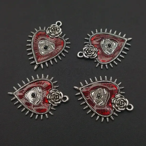 5pcs Gothic Heart Evil Eye Enamel Charms - Image 2
