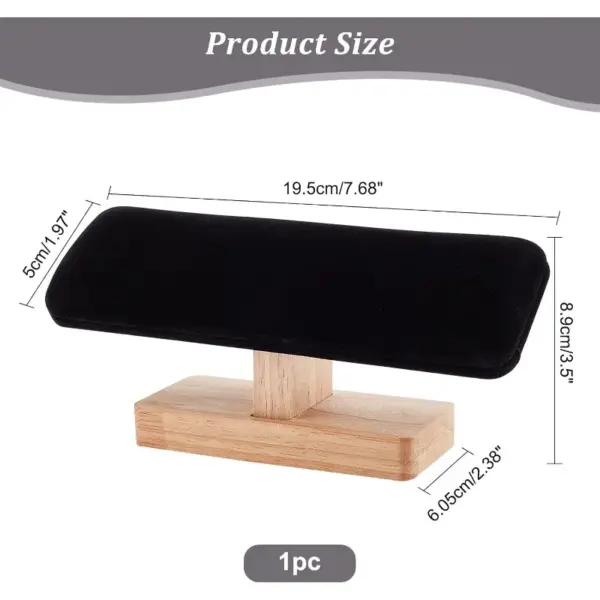 Wooden Jewelry Display Stand with Velvet T-Bar - Image 2