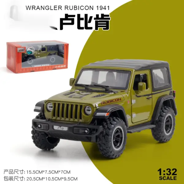 1:32 Jeep Wrangler Rubicon Diecast Model Car - Image 6