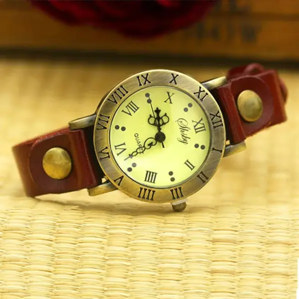 Vintage Cow Leather Strap Watch for Women - Image 2