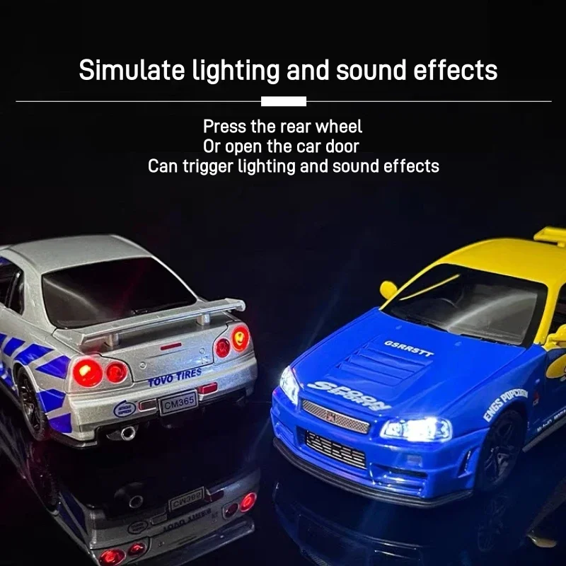 1:32 Nissan Skyline GTR R34 Diecast Model Car 2 1:32 Nissan Skyline GTR R34 Diecast Model Car - Image 2