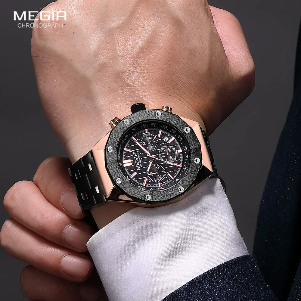 MEGIR MS2213GRE-BK-1N0 Men's Quartz Watch 2 MEGIR MS2213GRE-BK-1N0 Men's Quartz Watch - Image 2