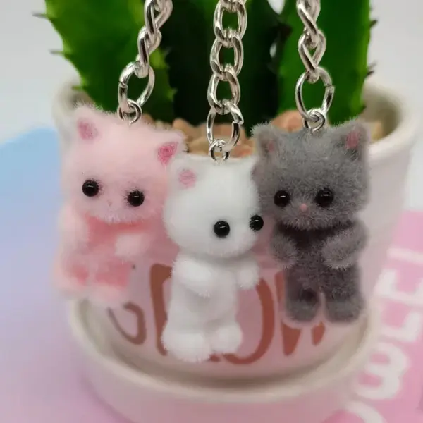 Kawaii Kitty Cat Bow Heart Keychain - Image 6