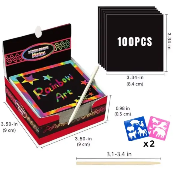 100PCS Rainbow Scratch Drawing Note Cards - Image 4