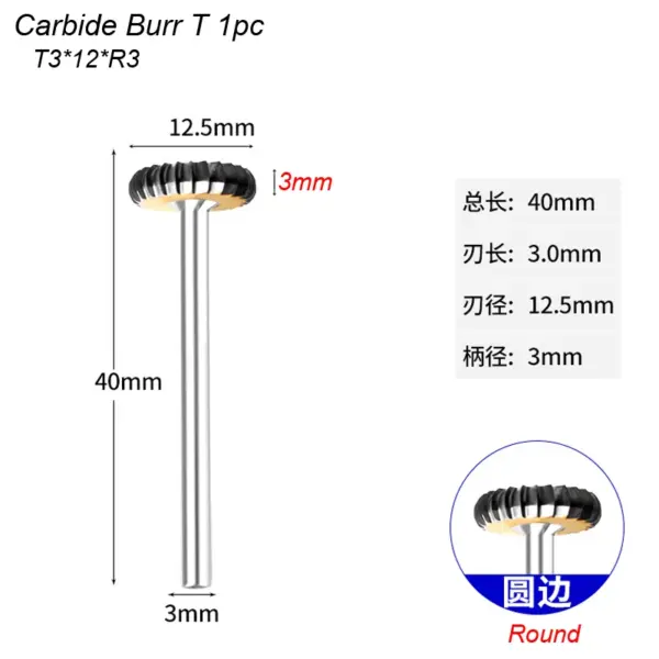 T Type 3mm Carbide Rotary File for Die Grinder - Image 12