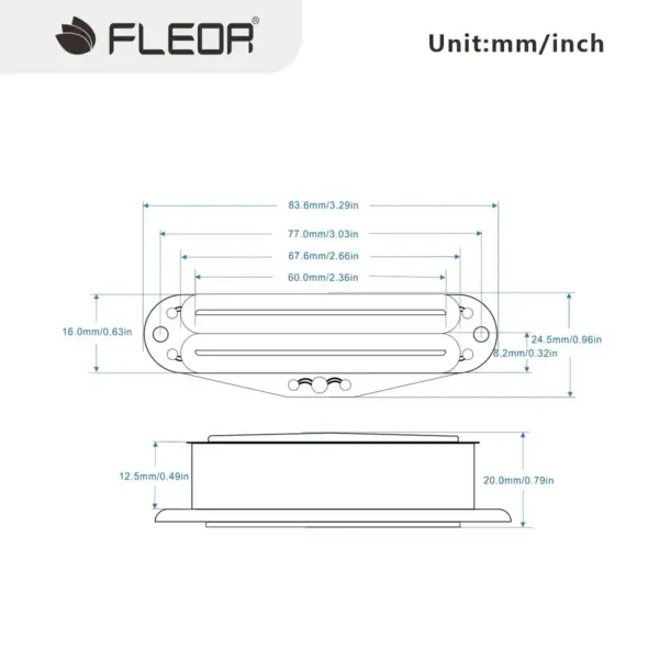 Ceramic Dual Rails Mini Humbucker Pickup Black - Image 6