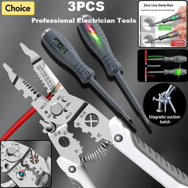 3-Piece Professional Electrician Tool Set