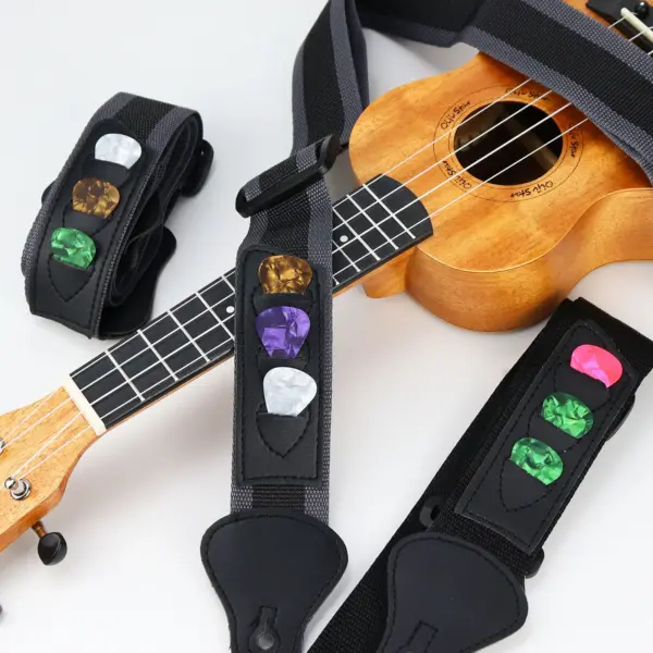 Adjustable Guitar Strap with Plectrum Storage - Image 3