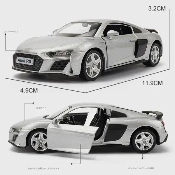 1:36 Audi R8 Diecast Alloy Car Model - Image 5