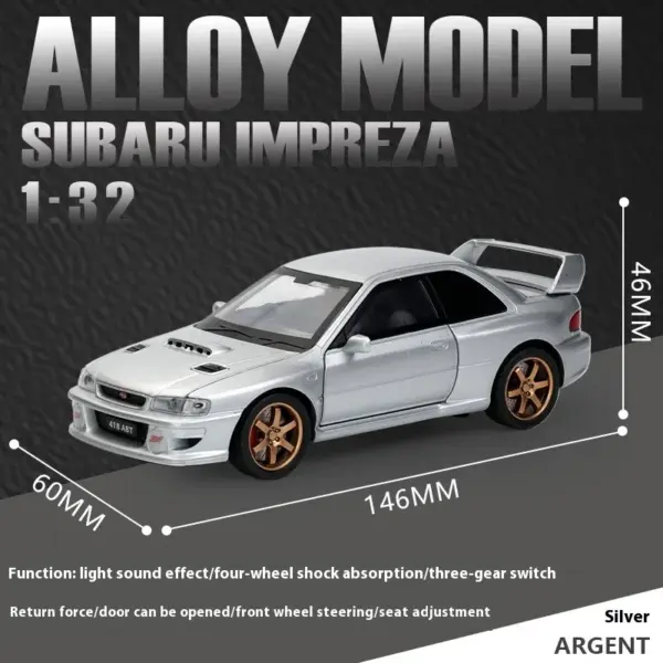 1:32 Subaru Impreza WRX STI Diecast Model Car - Image 7