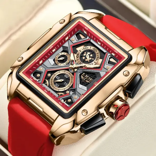 LIGE 2023 Square Quartz Sports Watch - Image 6