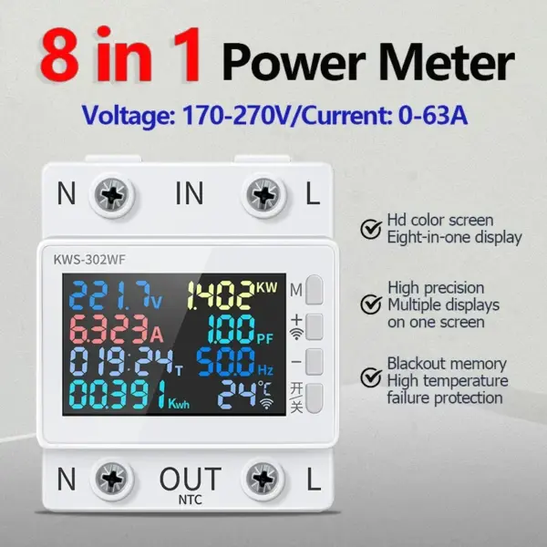 8-in-1 Digital Power Meter 170-270V/63A - Image 3