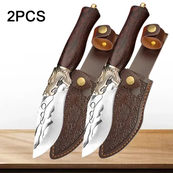 Handmade Kitchen Knives Set with Sheath - Image 7