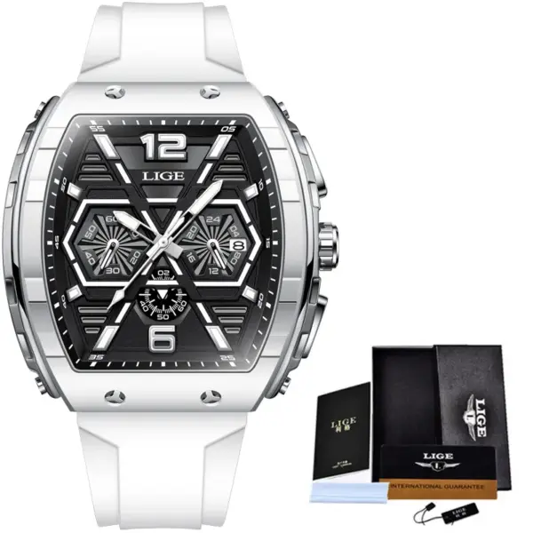 LIGE Men's Luxury Square Silicone Watch - Image 9