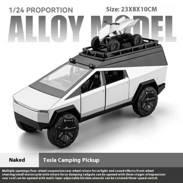 1:24 Tesla Pickup Diecast Model Toy Vehicle - Image 11