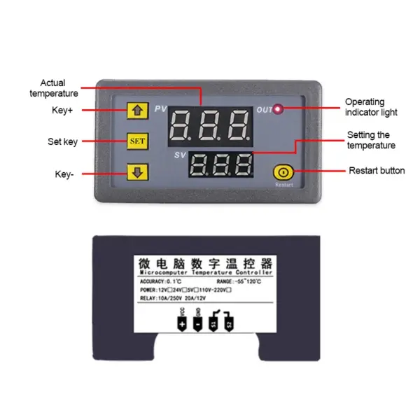 W3230 Digital Thermostat for 12V-220V Controls - Image 4